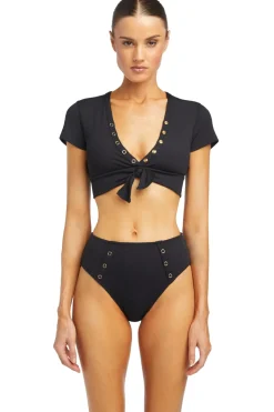 Robin Piccone Bikinis-Amy Ribbed Raglan Bikini Top