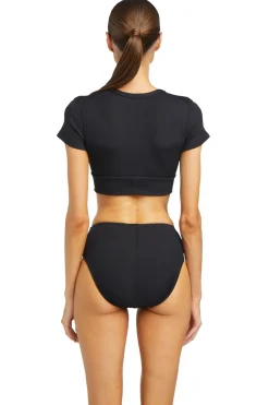 Robin Piccone Bikinis-Amy Ribbed Raglan Bikini Top