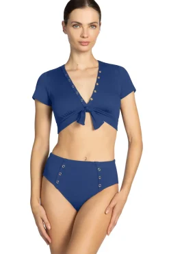 Robin Piccone Bikinis-Amy Ribbed Raglan Bikini Top