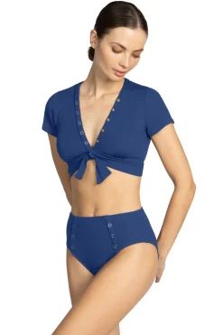 Robin Piccone Bikinis-Amy Ribbed Raglan Bikini Top