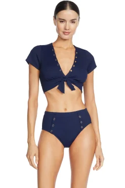 Robin Piccone Bikinis-Amy Ribbed Raglan Bikini Top