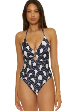 Trina Turk Halter|Plunge-Arches One Piece Swimsuit