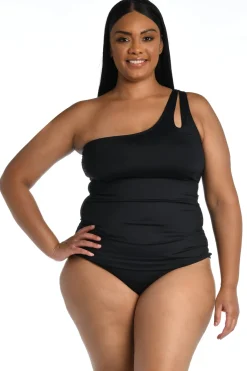 La Blanca Tankinis-Asymmetrical Keyhole Tankini Top