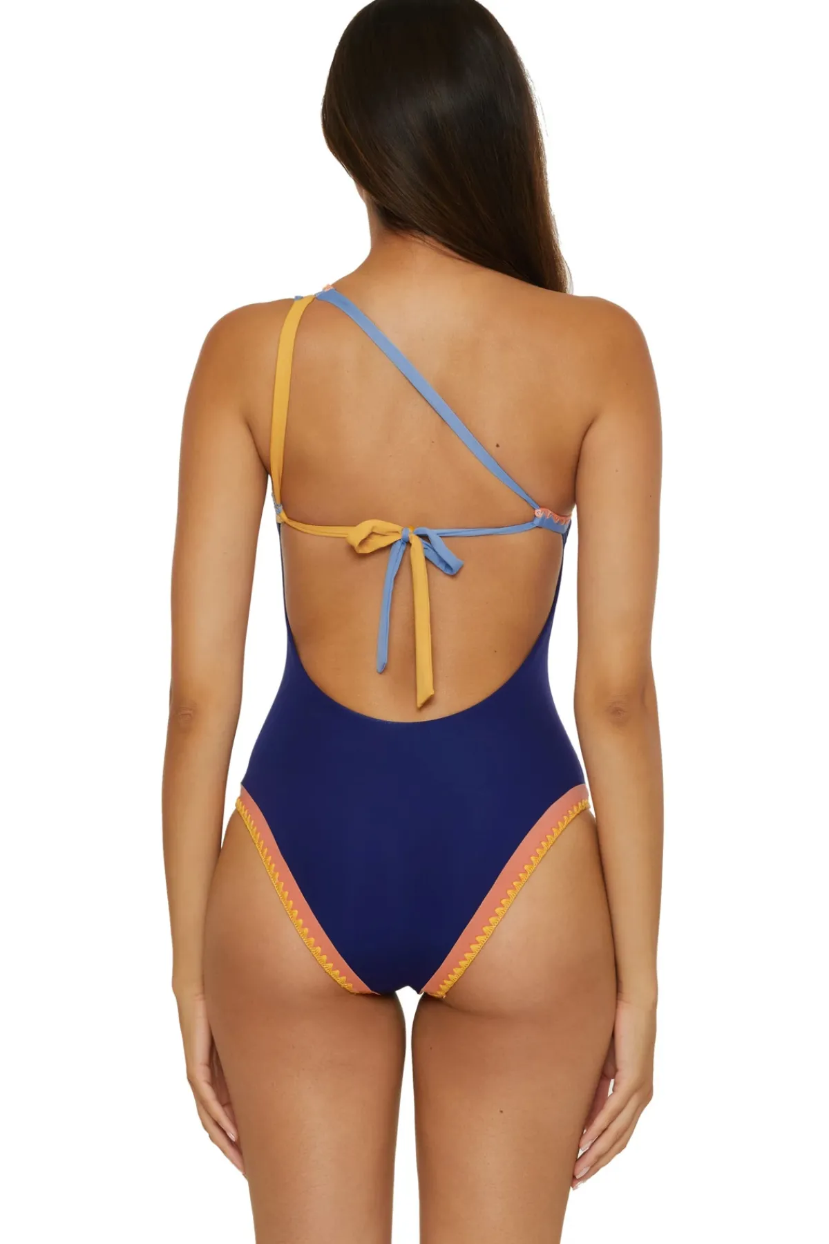 Lucky Brand Asymmetrical|High Leg-Asymmetrical One Piece Swimsuit