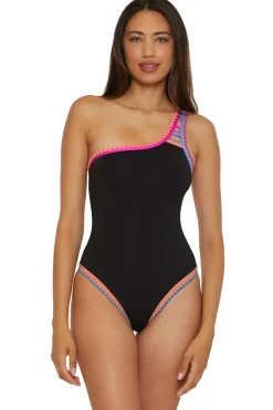 Lucky Brand Asymmetrical|High Leg-Asymmetrical One Piece Swimsuit