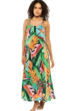 Farm Rio Sundresses-Banana Foliage Midi Dress
