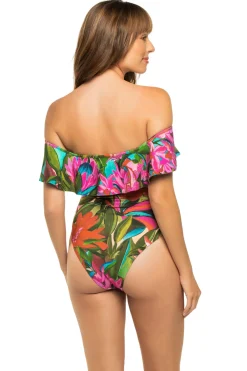 Farm Rio High Leg|Bandeau-Bandeau One Piece Swimsuit