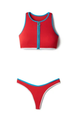Seafolly High Neck|Bikinis-Beach Bound Zip Bikini Top