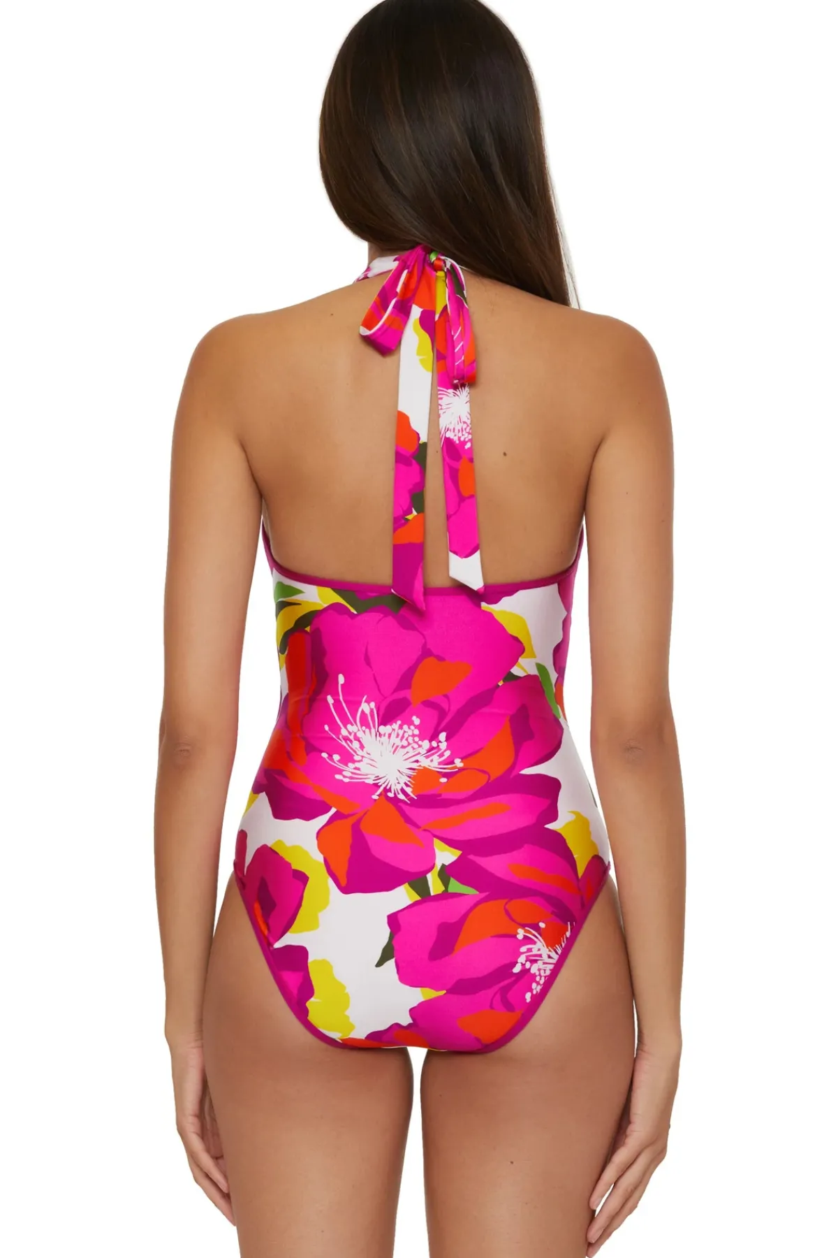 Trina Turk Halter|Plunge-Bloom Reversible Halter One Piece Swimsuit