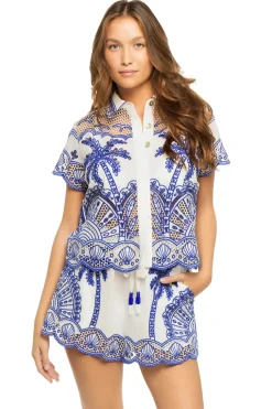 Farm Rio Matching Sets|Bottoms-Blue Palm Shorts