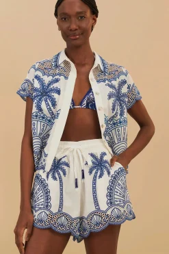 Farm Rio Matching Sets|Bottoms-Blue Palm Shorts