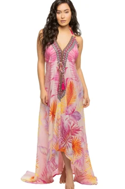 La Moda Sundresses-Blush Halter Maxi Dress