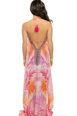 La Moda Sundresses-Blush Halter Maxi Dress