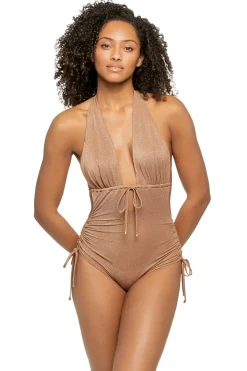 Vitamin A Halter|Plunge-Brena Halter One Piece Swimsuit