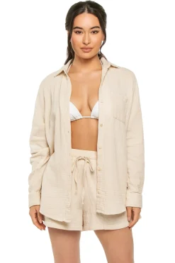 Elan Matching Sets|Shirt Dresses-Button Down Cover Up Shirt Dress