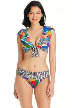 Bleu Rod Beattie Bikinis-Cap Sleeve Crop Bikini Top