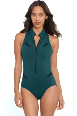 Magicsuit High Neck|One Pieces-Coco Zip-Front Racerback One Piece Swimsuit