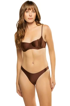Frankies Bikinis Bikinis-Cola Satin Underwire Bikini Top