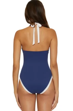 Trina Turk Halter|Plunge-Courtside Tie Front One Piece Swimsuit