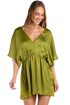 Sunshine 79 Tunics-Crinkle V-Neck Tunic Cover Up