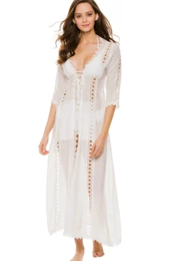 Elan Kimonos / Robes-Crochet Long Cover Kimono
