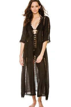 Elan Kimonos / Robes-Crochet Long Cover Kimono