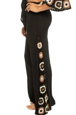 Elan Matching Sets|Bottoms-Crochet Panel Wide Leg Pants