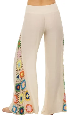 Elan Matching Sets|Bottoms-Crochet Panel Wide Leg Pants
