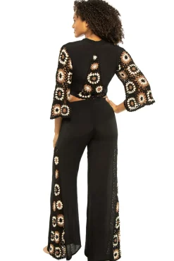 Elan Matching Sets|Tops-Crochet Tie Front Crop Top