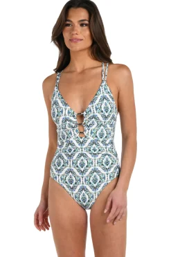 La Blanca Plunge|One Pieces-Deja- Diamond One Piece Swimsuit