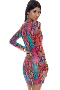 Luli Fama Sundresses-Electric Skin Long Sleeve Mini Dress