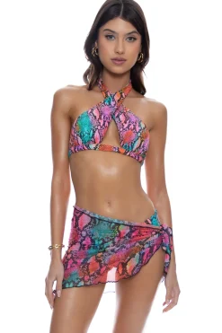 Luli Fama High Neck|Halter-Electric Sky Cross Bikini Top