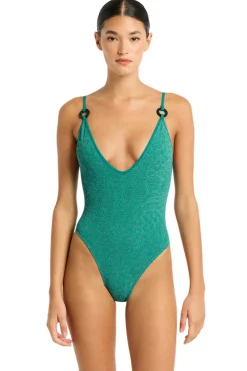 Bond-Eye High Leg|Plunge-Elena Ring One Piece Swimsuit