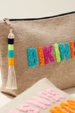 Shiraleah Bikini Bags|Bags-Embroidered Canvas Bikinis Pouch