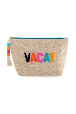 Shiraleah Bikini Bags|Bags-Embroidered Canvas Vacay Pouch