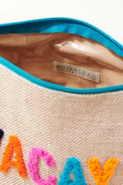 Shiraleah Bikini Bags|Bags-Embroidered Canvas Vacay Pouch