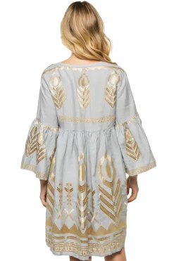 Greek Archaic Kori Sundresses-Embroidered Metallic Mini Dress