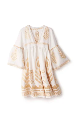 Greek Archaic Kori Sundresses-Embroidered Metallic Mini Dress