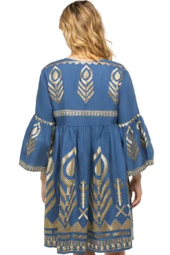 Greek Archaic Kori Sundresses-Embroidered Metallic Mini Dress