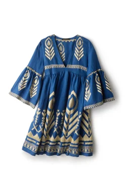 Greek Archaic Kori Sundresses-Embroidered Metallic Mini Dress