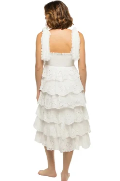 Farm Rio Sundresses-Embroidered Ruffle Midi Dress