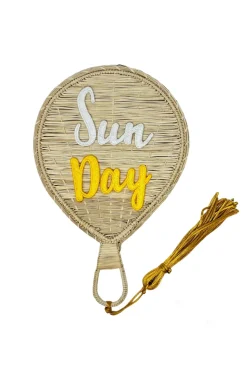Palma Canaria Travel Accessories-Embroidered Sun Day Appliqu&eacute; Straw Fan