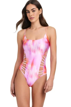 Red Carter Monokini / Cut Out|High Leg-Flare One Piece Swimsuit