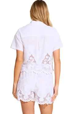 Vitamin A Tops-Flora Cropped Button Up Shirt
