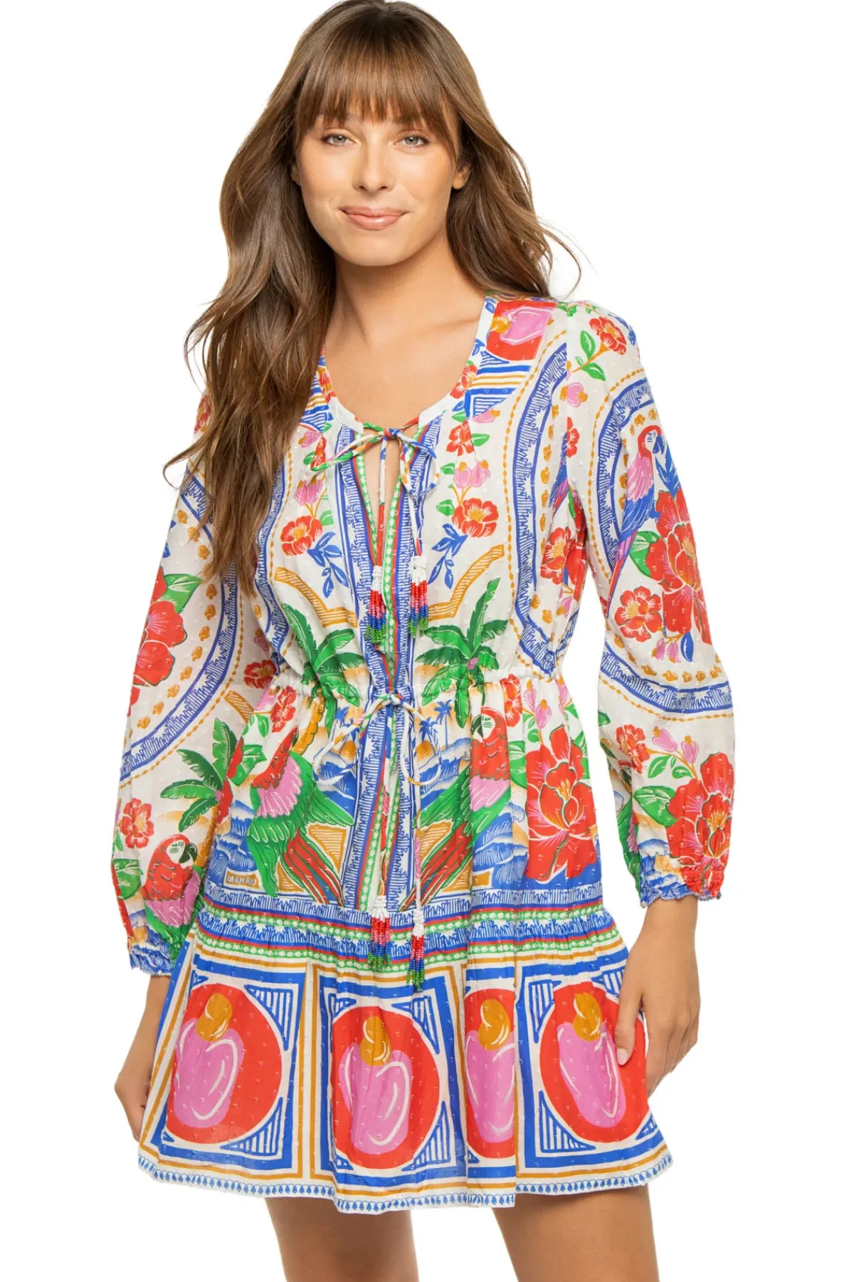 Farm Rio Sundresses-Flowers Beach Mini Dress