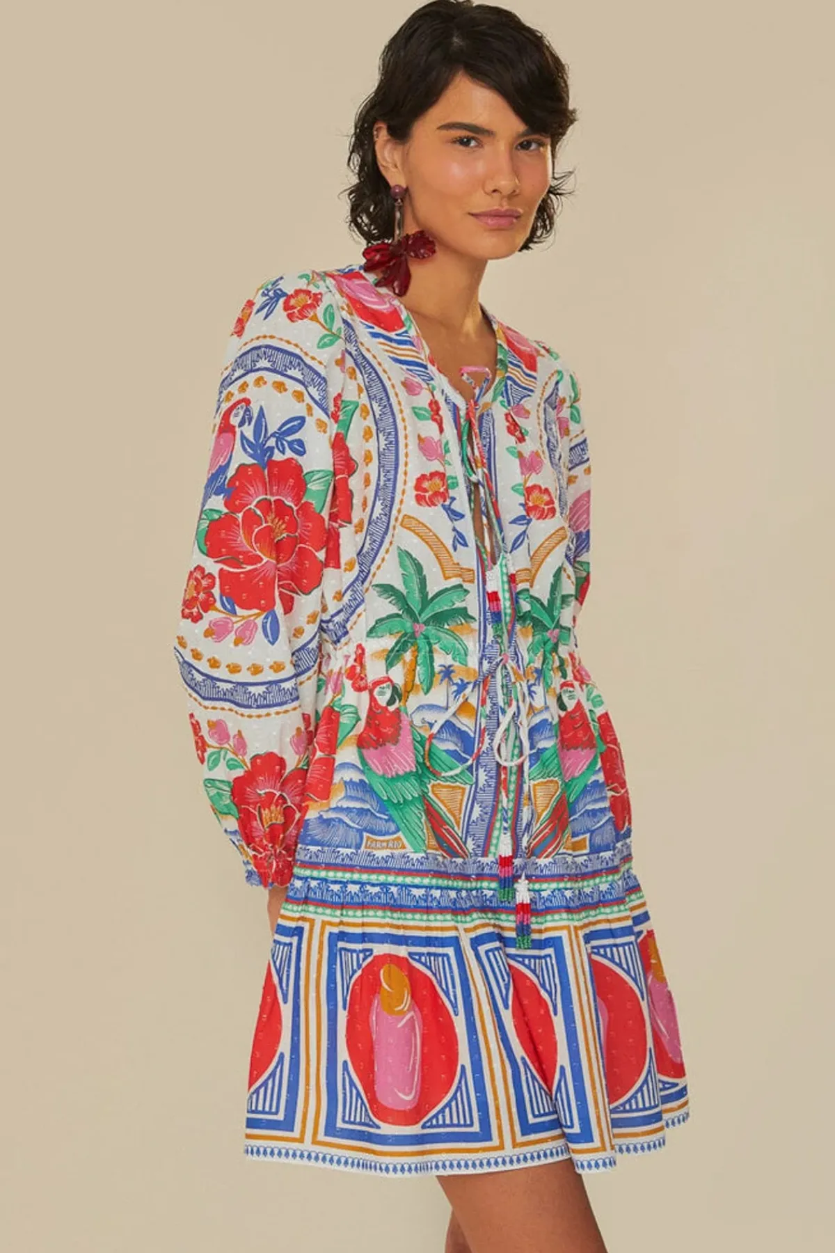 Farm Rio Sundresses-Flowers Beach Mini Dress