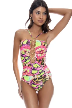 Luli Fama Halter|Plunge-Flutter One Piece Siwmsuit