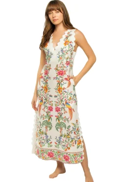 Farm Rio Sundresses-Forest Linen Midi Dress