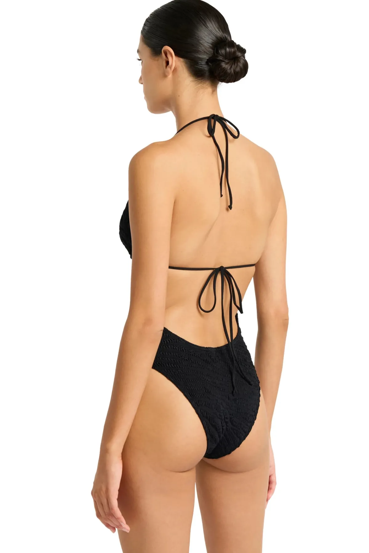 Bond-Eye High Leg|Halter-Fowler Beaded One Piece Swimsuit