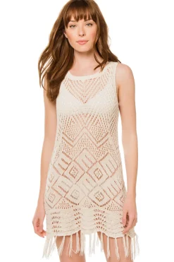 Allison New York Tunics-Fringe Crochet Tunic